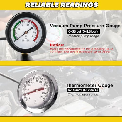18PCS Radiator Pressure Tester Kit | Coolant Pressure Tester Kit, Radiator Pressure Pump, Cooling System Leak Tester, Auto Coolant Vacuum Purge Head Gasket