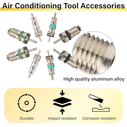 39 PCS Air Conditioning Valve Core Accessories Kit, R12 R134a Refrigeration Schrader Tire Valve Stem Cores with Single & Dual Heads Valve Core Remover Installer Tool, HVAC System Seal Caps Kit