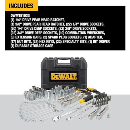 DEWALT Mechanics Tool Set, 1/4 and 3/8 Inch Drive, SAE, 172-Piece (DWMT81533) - style: 172 pc