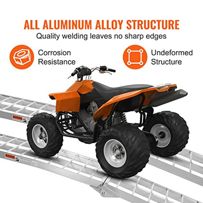 VEVOR 7.5ft Aluminum Ramps, 1500 lbs Folding Loading Ramps (2 pcs Set) for Pickup Trucks Bed, Trailers Ramp with Load Straps for Dirt Bike, UTV, ATV, Trucks, Lawn Mowers, Cargo Trailer, 89" L x 12" W - size: 1500lbs