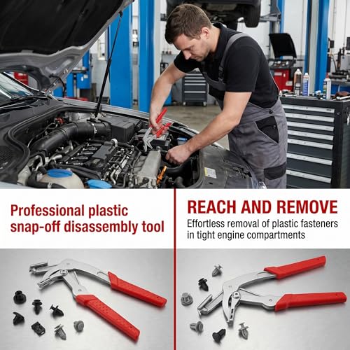 Car Clip Pliers, 17-4 PH Stainless Steel Panel Clip Removal Tool, Heavy-Duty Plastic Fastener Remover with Effort-Saving Spring Design, Damage-Free Pliers for Automotive Bumper Fender & Chassis