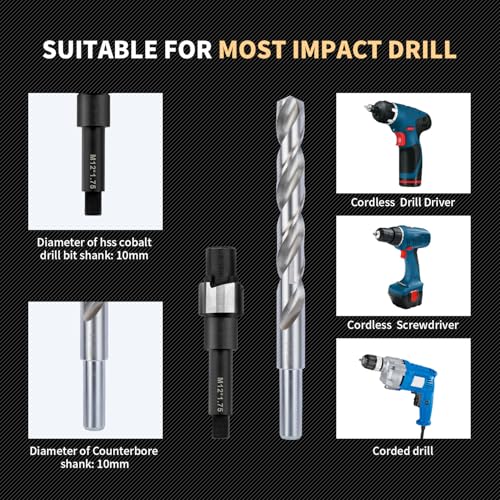 M12X1.75X16.2MM Thread Repair Kit with Insert HSS Drill, Tap, Counterbore, Installation Driver, Metric, 10PCS Stainless Steel Insert M12X1.75X16.2MM - size: M12X1.75X16.2MM Thread Repair Kit