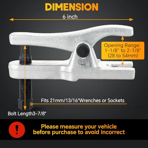 Ball Joint Separator 1-1/8" to 2-1/8" Adjustable | Ball Joint Removal Tool for Separating Arms, Tie Rods, and Ball Joints on Cars, Light Trucks, ATVs Tie Rod Removal Tool