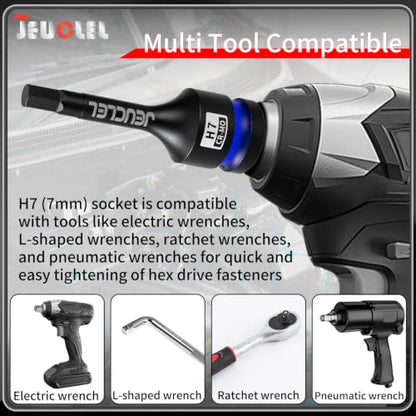 7mm Hex Impact Bit Socket, H7 1/2" Drive Allen Socket, Cr-Mo Steel | 3-Inch, Lengthen Hex Screwdriver Adapter for Electric Ratchet Wrenches Fastening Screws, Socket Wrench, Head Drill - size: 1PC | H7 7MM