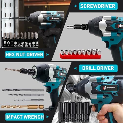 Cordless 1/2 inch Brushless Impact Wrench,1000Nm(738ft-lbs) High Torque Brushless Impact Gun with 2pc 5.5AH Battery,6 Impact Sockets,Fast Charger,Storage Case,Power Impact Wrench for Car Truck
