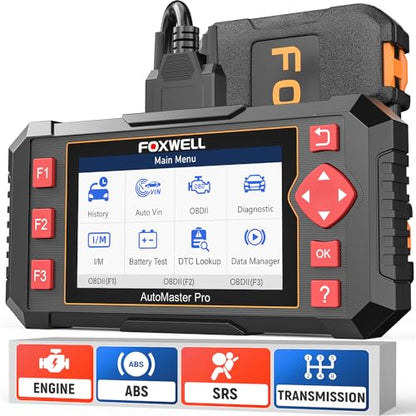 FOXWELL Car Scanner NT604 Elite OBD2 Scanner ABS SRS Transmission | Check Engine Code Reader for Cars and Trucks, Diagnostic Scan Tool with SRS Airbag, Automotive Diagnostic Tool with Live Data