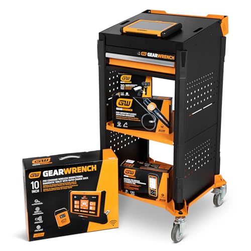 GEARWRENCH 5 pc. Automotive Diagnostic Set with Cart – 10" Bidirectional Diagnostic Tablet, TPMS Programming Tool & 20 Rubber Valve Sensors, HD USB-C Endoscope Camera, Mobile Work Cart | GWSMARTMOD - style: Cart & Diagnostic Essentials Set