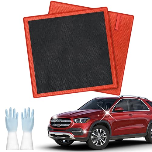 Clay Bar Towel, Car Magic Clay Towel, Clay Towel Auto Detailing, Fine Grade Microfiber Car Clay Bar Towel, Microfiber Magic Clay Cloth, Clay Bar Alternative for Car Detailing (Red*2) - color: Red*2