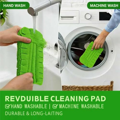 5 PCS Reusable Fleece Duster Refills with 1 Handle, Washable Heavy Duty Duster Pads, 360° Electrostatic Cleaning Pads for Fan, Blinds, Furniture, Window, Floor, Car and Pet Hair (5)
