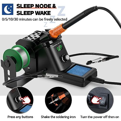 Preciva 926 III 130W MAX Digital Soldering Station with Auto Sleep & Calibration | Complete Kit Includes 5 Tips, Helping Hands, Solder Wire, Solder Wick | °C/ºF Display - size: 926 III