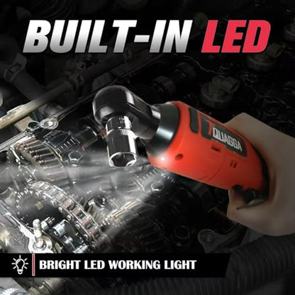 3/8" Cordless Electric Ratchet Wrench Set, 18V Power Ratchet Tool Kit With 2 Packs 2000mAh Battery And Charger, 45 FT-LBS Battery Powered Wrench with LED Lights - size: 18 V Standard