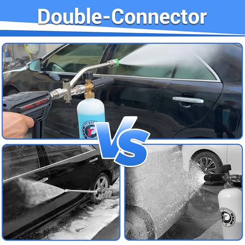 Tool Daily Short Pressure Washer Gun with Foam Cannon, Dual Connector Accessory, 1/4 Inch Quick Connect, 5 Spray Nozzle Tips, 1 Liter - style: Foam Gun with Dual Connector