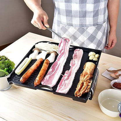COOKKING - Master Grill Pro, Korean Traditional BBQ Grill Pan - Stovetop Nonstick Indoor/Outdoor Smokeless BBQ Cast Aluminum Grill Pan (MasterGrill Pro) (No Induction), Made in Korea - style: MasterGrill Pro