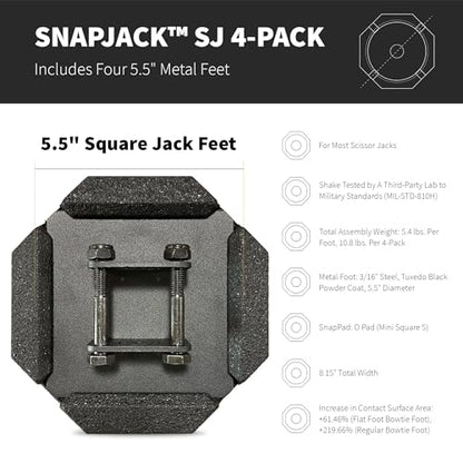 SnapPad SnapJack™ SJ (Pack of 4) | Two-Point Trailer Jack Stands Featuring 5.5" Metal Foot | Adds 61% Additional Surface Area, 3.79 lbs. Per Pad & 7.25" Total Width | Must-Have RV Accessories - size: SnapJack 4PK