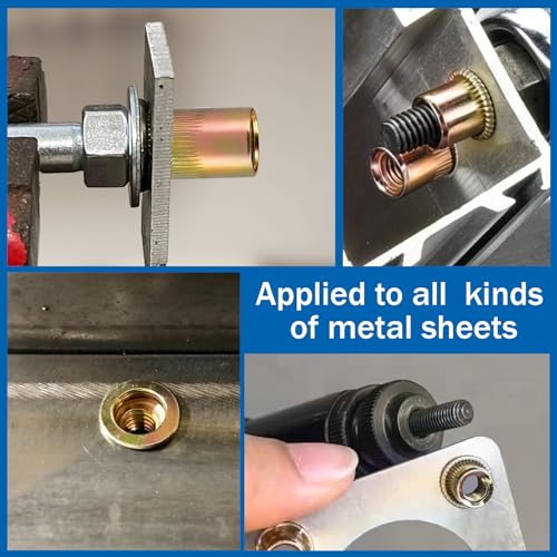 70PCS M10 Rivet Nuts, Metric Rivnut Zinc Plated Carbon Steel Flat Head Knurled Threaded Insert Nutsert Kit for Metal Sheets, Furniture, Automotive - size: M10 70pcs