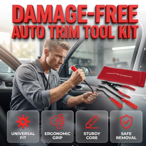 Panel Clip Removal Plier 3Pcs, Trim Removal Tool Kit for Car Door Dashboard Fastener Clip Puller Set (Red) - color: Red