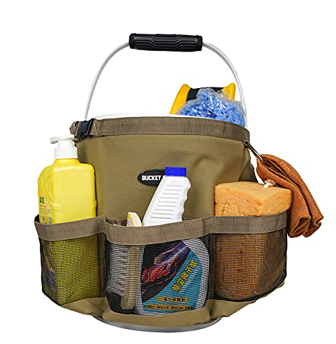 MELOTOUGH Car Wash Bucket Tool Organizer for Garden Tools Fit 3.5 to 5 Gallon Bucket (Khaki) - color: Khaki