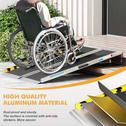 Portable Wheelchair Ramp 3FT, Aluminum Foldable Handicap Ramp, Weight Capacity 600 LBS,Ramps for Steps with Safety Latch Anti-Slip Threshold Ramp. - size: 3FT Using Height 3"-9"