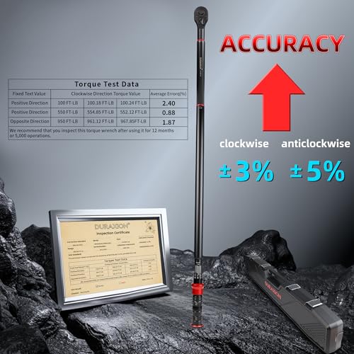 3/4-Inch Drive Torque Wrench 100-950ft.lb/135.58-1288.03Nm | ±3% Precision Dual Direction Torque Wrenches with 48-Tooth Dual Range Scales with Ft.Lbs and N.m - size: 3/4" DR.『100-950 FT.LB』