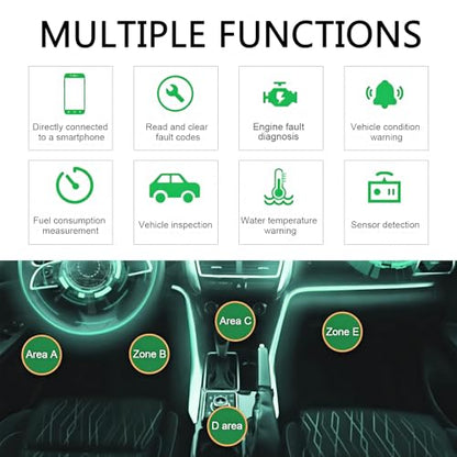 Car OBD2 Bluetooth Diagnostic Tool, Wireless Reset and Clear Fault Codes Device, OBDII Engine Light Eliminates Scanner with Exclusive App, Universal for iOS & Android & Windows (Black)