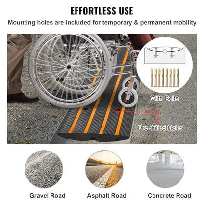 VEVOR Rubber Curb Ramps for Driveway, 2 Pack Threshold Bridge, 33069 lbs Load Capacity, 2.5" Rise, with Reflective Safety Strips, Ideal for Cars, RVs, Scooters and Motorcycles to Prevent Car Scraping - size: 2.5" Rise (2-Pack)