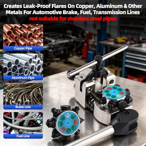 8MILELAKE Brake Line Flaring Tool Kit, 45 & 37 Degree Flaring Tool Set, Single Bubble Double Flare Tool for Brake Lines, Brake Tube Line Flaring Tool for 3/16" 1/4" 5/16" 3/8"