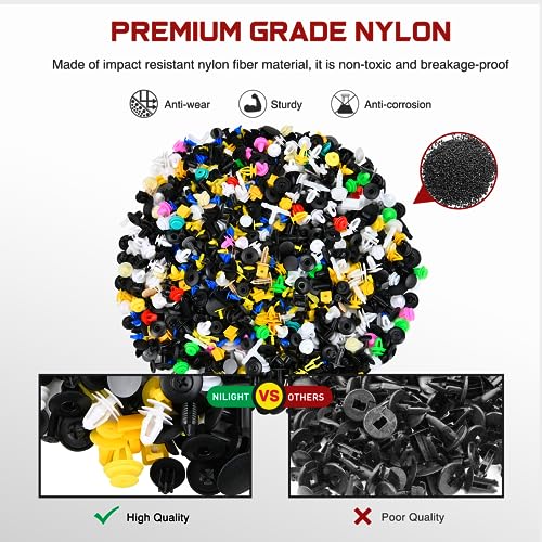 GOOACC 1001PCS Universal Car Clips Mixed Auto Bumper Fender Trim Door Panel Shield Engine Cover Retainer Rivet Push Clips with fastener remover for GM Ford Chrysler Toyota Lexus Honda Acura Dodge Jeep - color: 1000Pcs Mixed Clips + 1 Remover