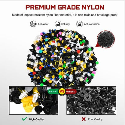 GOOACC 1001PCS Universal Car Clips Mixed Auto Bumper Fender Trim Door Panel Shield Engine Cover Retainer Rivet Push Clips with fastener remover for GM Ford Chrysler Toyota Lexus Honda Acura Dodge Jeep - color: 1000Pcs Mixed Clips + 1 Remover