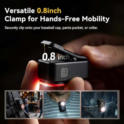 Yzoni R3 EDC Flashlight Rechargeable, Pocket Clip On Flashlight, Mini Magnetic Flashlight with 800LM Spotlight & 600LM Floodlight, USB-C Small Flashlight for Inspection, Repair, Camping & Emergency