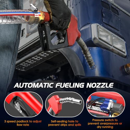 Mxmoonant Cordless Diesel Transfer Pump Kit, Fuel Transfer Pump Battery Powered 12GPM with Fuel Nozzle Auto Shut Off, 4000mAh Lithium Batteries*2 for Kerosene Boat Truck