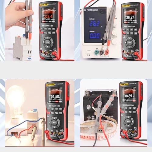 3-in-1 Handheld Digital Oscilloscope Multimeter with Signal Generator, Automatic Range, Battery Powered, Red, for Automotive and Electrical Diagnostics - color: Black