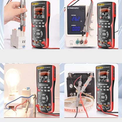 3-in-1 Handheld Digital Oscilloscope Multimeter with Signal Generator, Automatic Range, Battery Powered, Red, for Automotive and Electrical Diagnostics - color: Black