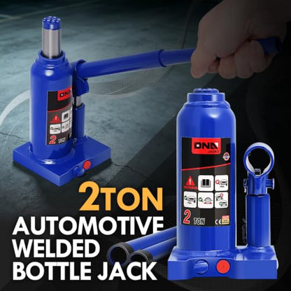 DNA Motoring 2 tons / 4000 lbs Lifting Automotive Welded Hydraulic Bottle Jackfor Sedans Repair, with Manual Handle & Carrying Storage Case, Blue - color: blue, style: 2 ton