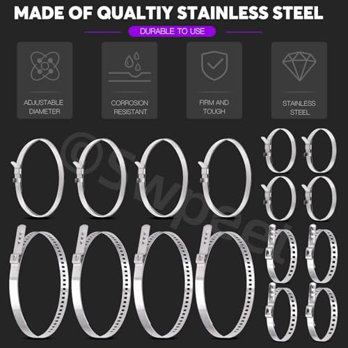 Swpeet 18Pcs CV Boot Clamps Kit with CV Joint Clamp Banding Tool, CV Joint Boot Clamp Pliers, 16Pcs Crimp Bands, for Most Cars - style: Adjustable CV Boot Band Clamps with Boot Clamp Tool and Pliers