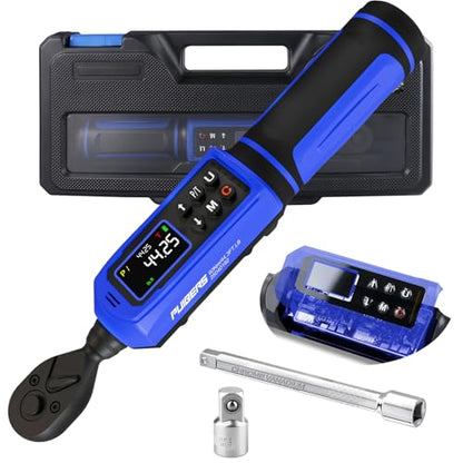 Digital Torque Wrench 3/8 Inch Drive 0.66-44.3 FT.LB (0.9-60Nm),Electronic Inch Pound Torque Wrench ±1% Accuracy 5Units,with Extension Bar 1/4" Adapter for Car,Motorcycle,Bicycle ﻿Buzzer Alarm - size: 3/8" 0.66-44.3 FT.LB