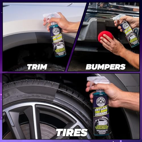 Chemical Guys, Galactic Black Wet Look Tire Shine Dressing, Black, 32 oz | High-gloss dressing revives a deep black wet look on tires, trim and rubber with shine and a protective layer - size: 32 Fl Oz