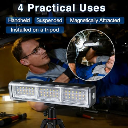 1800 Lumens Solar Magnetic Work Light with 5 Modes&1/4 Inch Tripod Mount,7 Inch Rechargable LED Handheld Flashlight,Hanging Light for Outdoor,Camping,Emergency,Car Repair,Powered by Solar/USB - style: S0