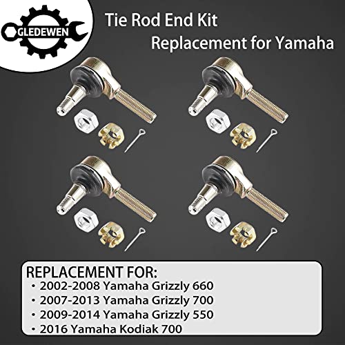 Tie Rod End Kit, Fit for 07-13 Yamaha Grizzly 660, 02-08 Yamaha Grizzly 700 | Compatible With 09-14 Yamaha Grizzly 550, 2016 Yamaha Kodiak 700, Ball Joint Set, ATV UTV Part Accessories - size: 2002-2014 Yamaha Grizzly