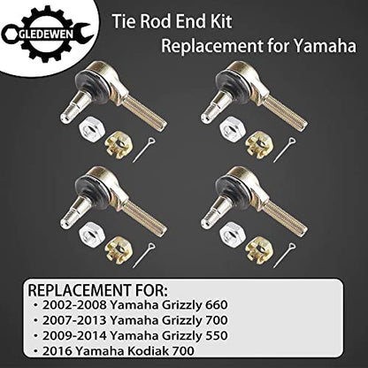 Tie Rod End Kit, Fit for 07-13 Yamaha Grizzly 660, 02-08 Yamaha Grizzly 700 | Compatible With 09-14 Yamaha Grizzly 550, 2016 Yamaha Kodiak 700, Ball Joint Set, ATV UTV Part Accessories - size: 2002-2014 Yamaha Grizzly