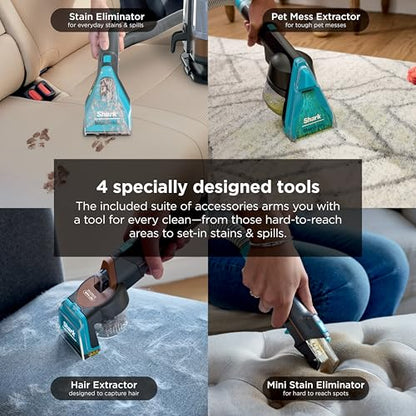 Shark StainStriker HairPro Portable Carpet, Upholstery and Area Rug Cleaner with Pet Mess and Hair Tools, Self Cleaning, Perfect for Car Interiors, 4 and Solution, Copper, PX251 - style: StainStriker w/ HairPro + 4 Tools