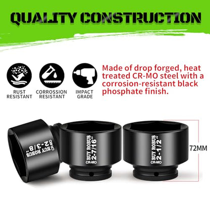 3/4 Drive Stubby Impact Socket Set, 8 PCS Axle Nut Set 12point SAE Standard Sizes 2-1/16, 2-1/8, 2-3/16, 2-1/4, 2-5/16, 2-3/8, 2-7/16, 2-1/2, Heavy Duty Use In Removing And Installing Axle Nuts - color: 8pcs 3/4" Sae