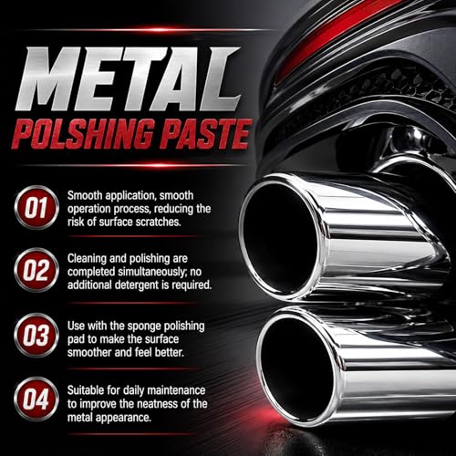 2Pcs Metal Polishing Paste, Pipe Infused Polishing Pads, Metal polish Care Kit Protectant Scratch Remover, Chrome Stainless Steel Aluminum Cars
