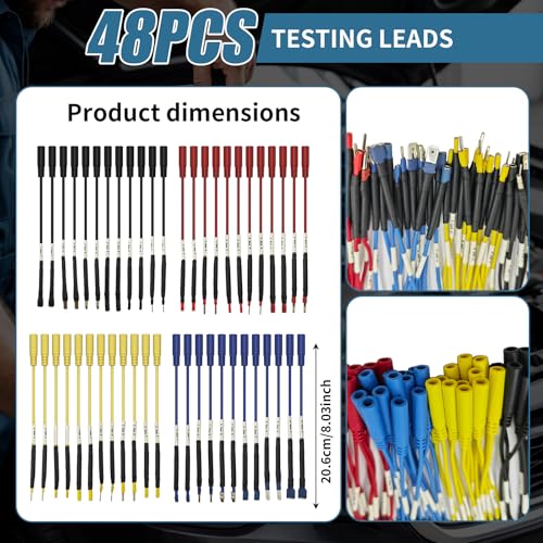76 Pcs Automotive Circuit Test Lead Kit, Multimeter Test Leads Kit, Electrical Back Probe Kit, Alligator Clip, Acicular Probe, Banana Plug Adapters, Volt Meter Lead (with Carrying Case) - size: 76 PCS