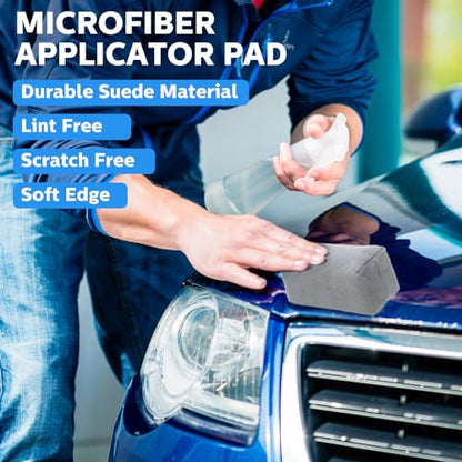 Riakrum 12 Pack Microfiber Applicator Pads Suede Car Detailing Sponge Ceramic Coating Applicator Pads Coating Sponge for Cars Graphene Metal Plastic Trim Ceramic Spray Applying Wax(Gray) - color: Gray