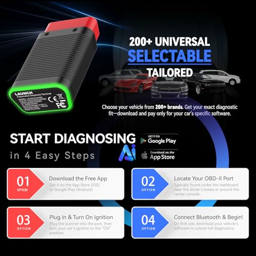 LAUNCH AIOBD Bluetooth OBD2 Scanner - Full System Diagnostics, AI Explains Faults Simply, Parts/Labor/Cost Estimates, Works with iPhone & Android