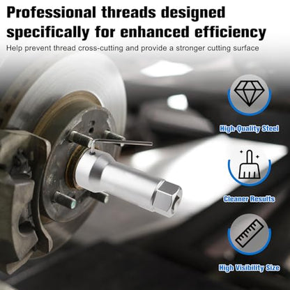 Marvelity 10-Piece Axle Spindle Thread Chaser Set | Includes 8 Dies & 1-1/16" Extension Bar, 8 Common Sizes M20 M22 M24, 13/16" 3/4" UNEF Nuts, for Most Vehicle Axle Spindles