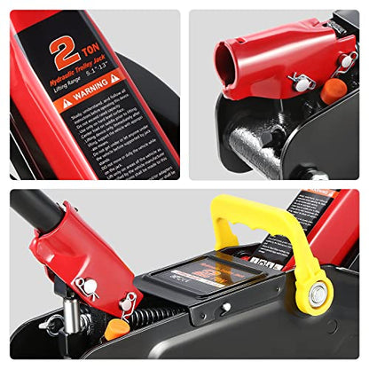DNA Motoring TOOLS-00234 Low Profile Hydraulic Trolley Service/Floor Jack, 2 Ton (4000 lbs) Capacity, Lifting Range 5.1"-13", Black - color: Black, style: 2 ton