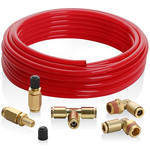 Hromee Air Line Service for Air Spring Suspension with Fittings, Schrader Valves and 20FT Hose Air Bag Replacement Components - size: Air Line Kit