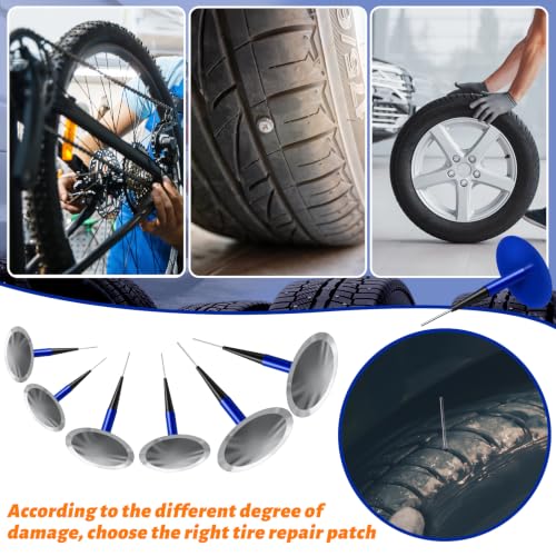 Frienda Tire Patches Kit Rubber Tire Repair Patch Mushroom Plug Kit Rubber Puncture Repair Plug for Car Motorcycle Truck Bus - size: 0.16" X 1.42", 0.24" X 1.89" and 0.35" X 2.36"
