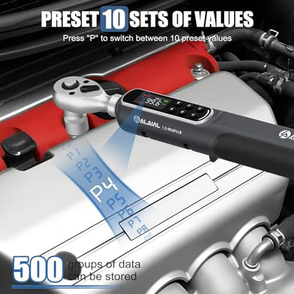 3/8" Digital Torque Wrench 1.5-99.6Ft.Lb/2-135Nm, ±2% Accuracy Electronic Torque Wrench with LED Display, Buzzer & Vibration Alert for Automotive, Car, Motorcycle, Bike Repair, Mechanics, DIY - size: 1.5-99.6Ft.Lb/2-135Nm-3/8"